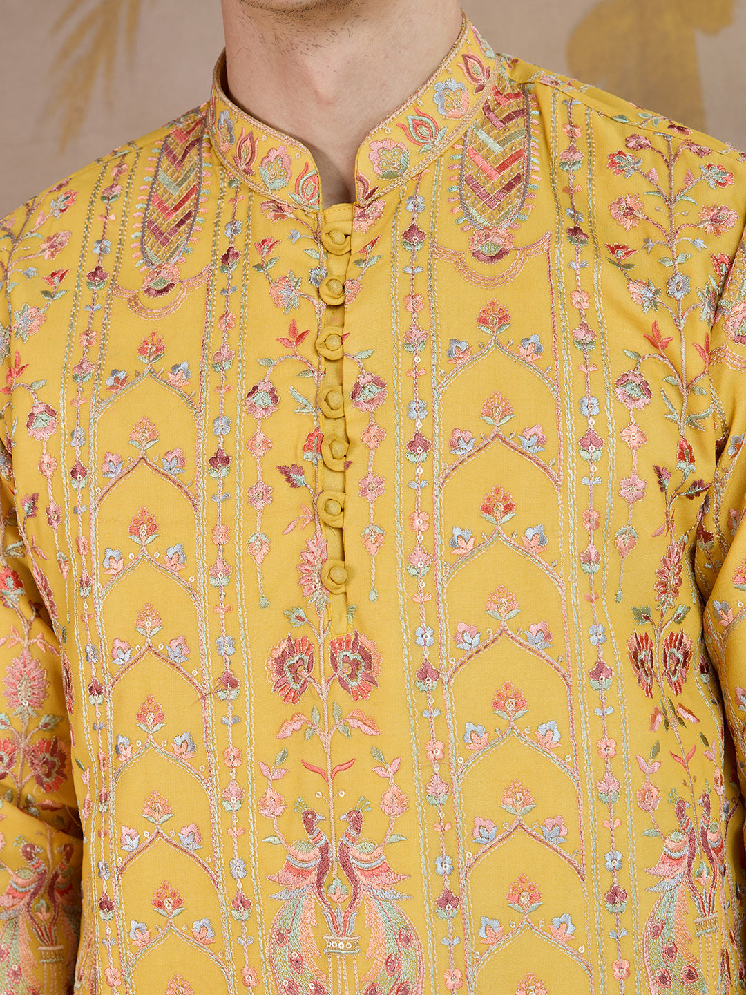 Sundarvan Mustard Heritage Kurta Set
