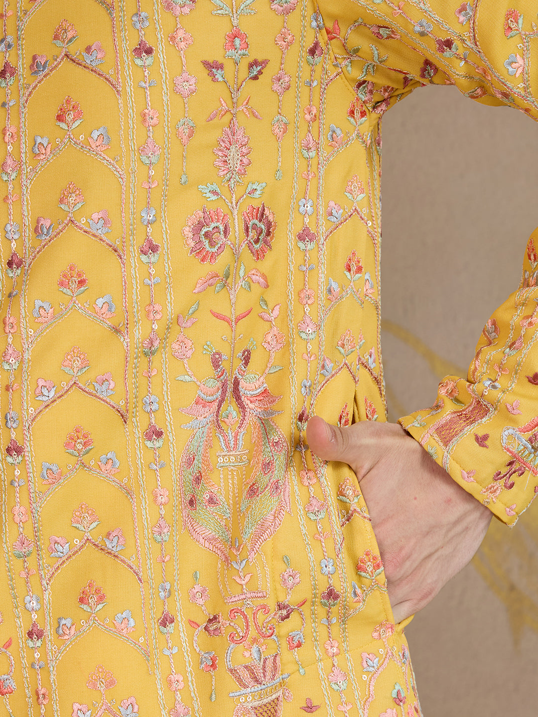 Sundarvan Mustard Heritage Kurta Set