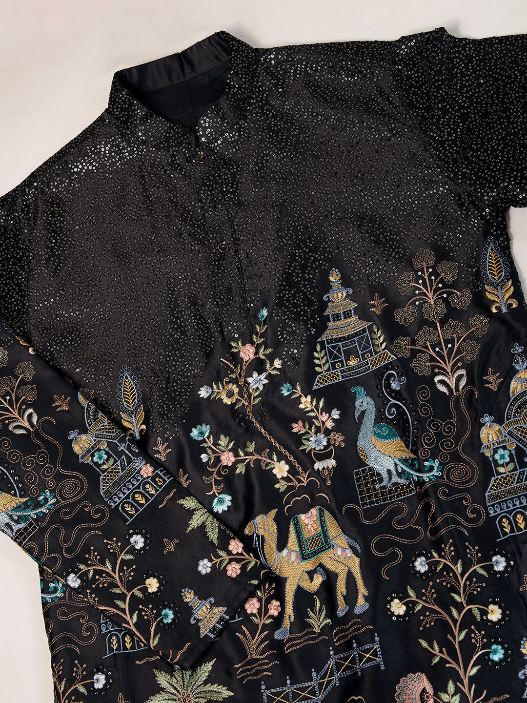ROYAL CARAVAN BLACK EMBROIDERY KURTA SET