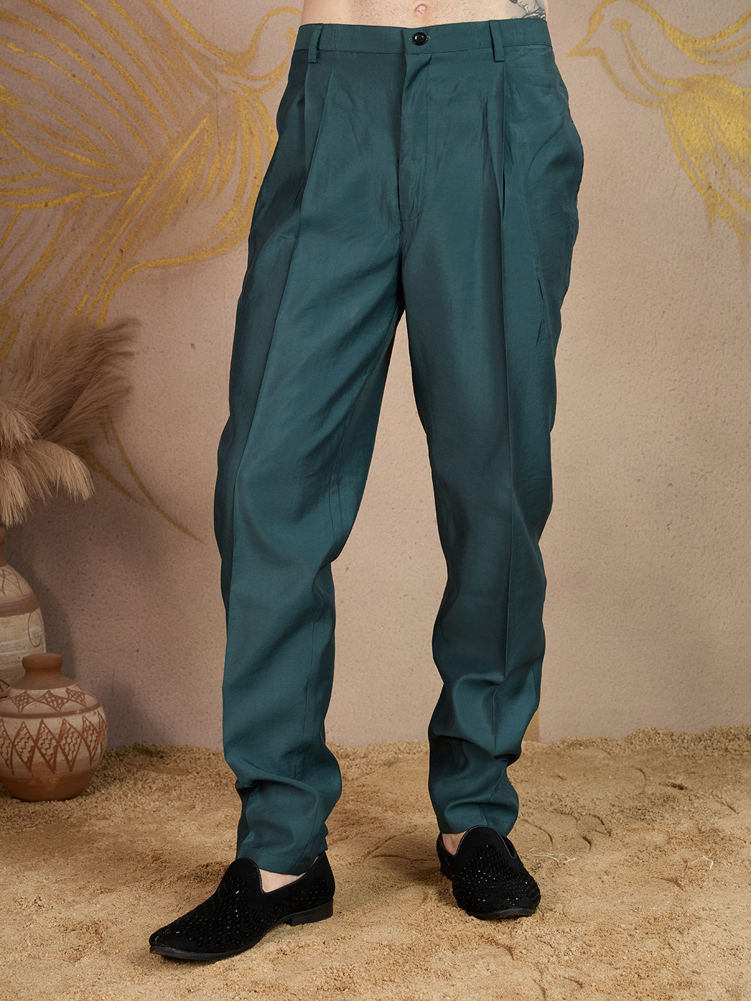 EMERALD GREEN EMBROIDERY NEHRU JACKET KURTA SET