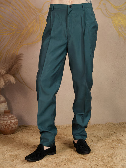 EMERALD GREEN EMBROIDERY NEHRU JACKET KURTA SET