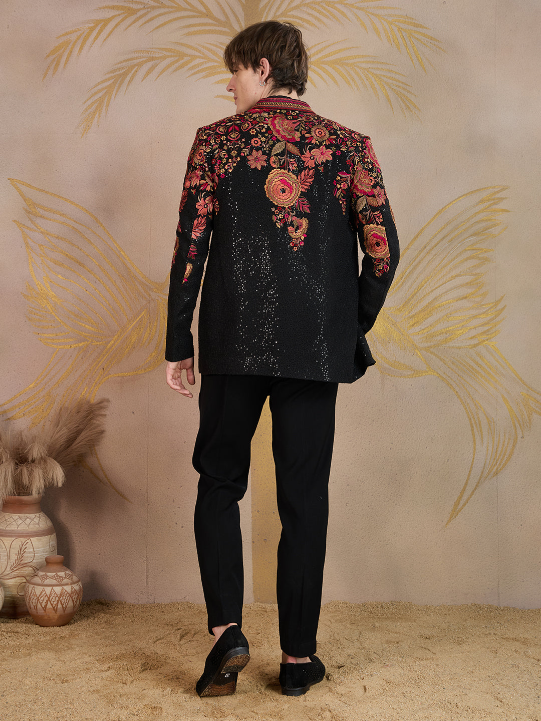 BLACK DESIGNER AND VINTAGE LOOK JODHPURI COTTY SET