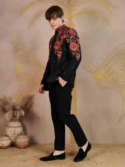 BLACK DESIGNER AND VINTAGE LOOK JODHPURI COTTY SET