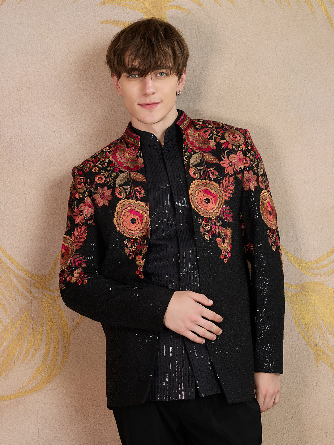 BLACK DESIGNER AND VINTAGE LOOK JODHPURI COTTY SET