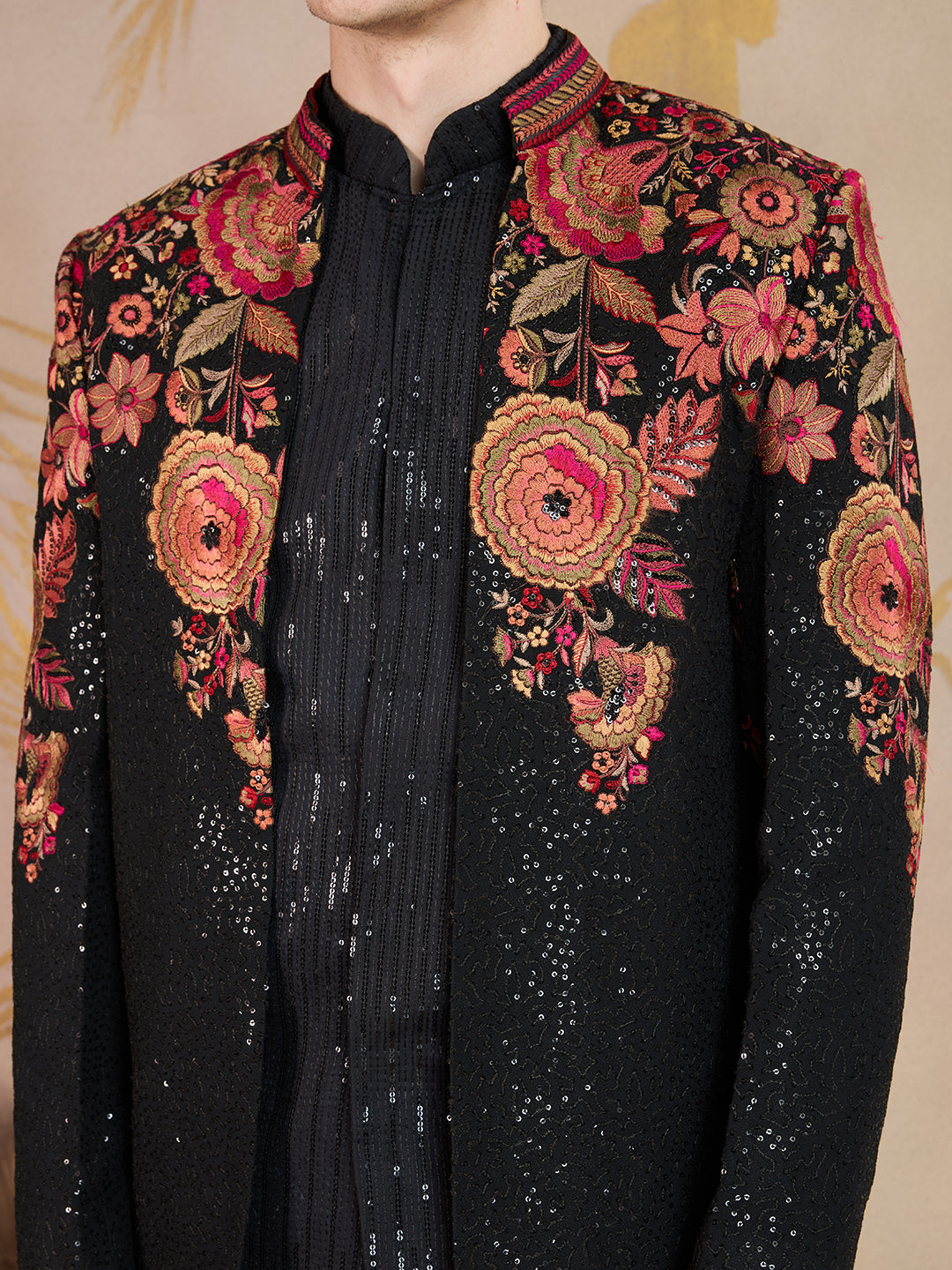 BLACK DESIGNER AND VINTAGE LOOK JODHPURI COTTY SET