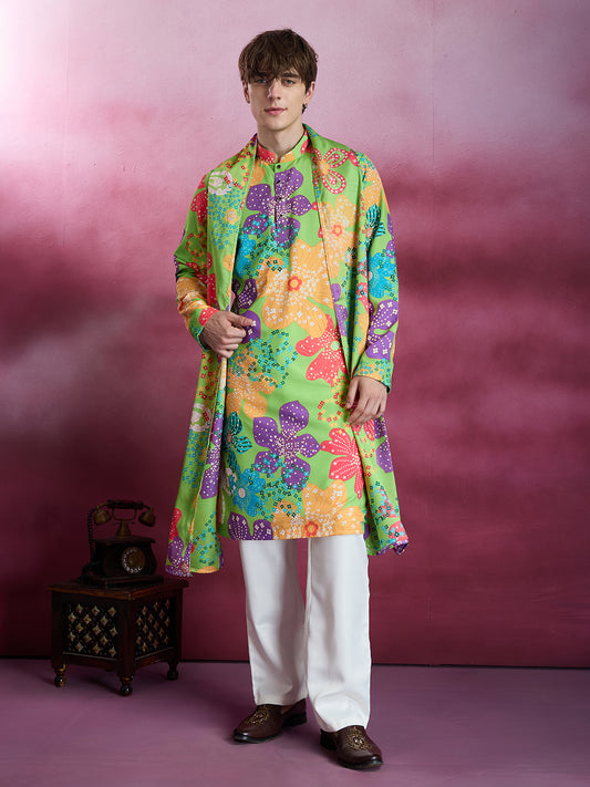 KELLY GREEN KURTA SET WITH PANT AND DUPATTA