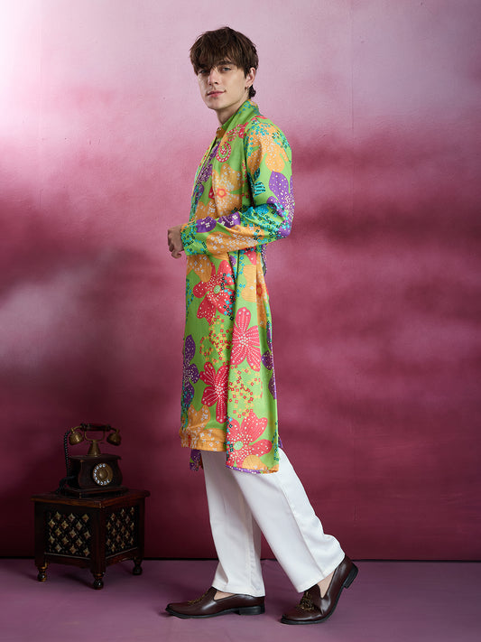 KELLY GREEN KURTA SET WITH PANT AND DUPATTA