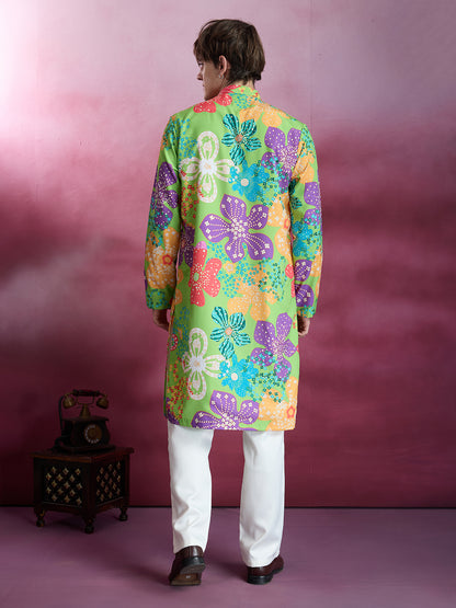 KELLY GREEN KURTA SET WITH PANT AND DUPATTA