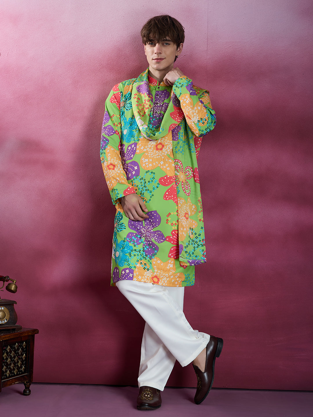 KELLY GREEN KURTA SET WITH PANT AND DUPATTA