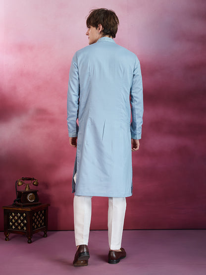 SKY BLUE NECK WORK KURTA SET