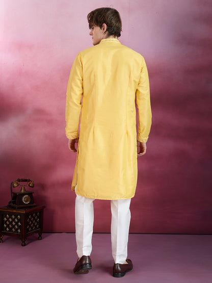 YELLOW NECK WORK KURTA SET