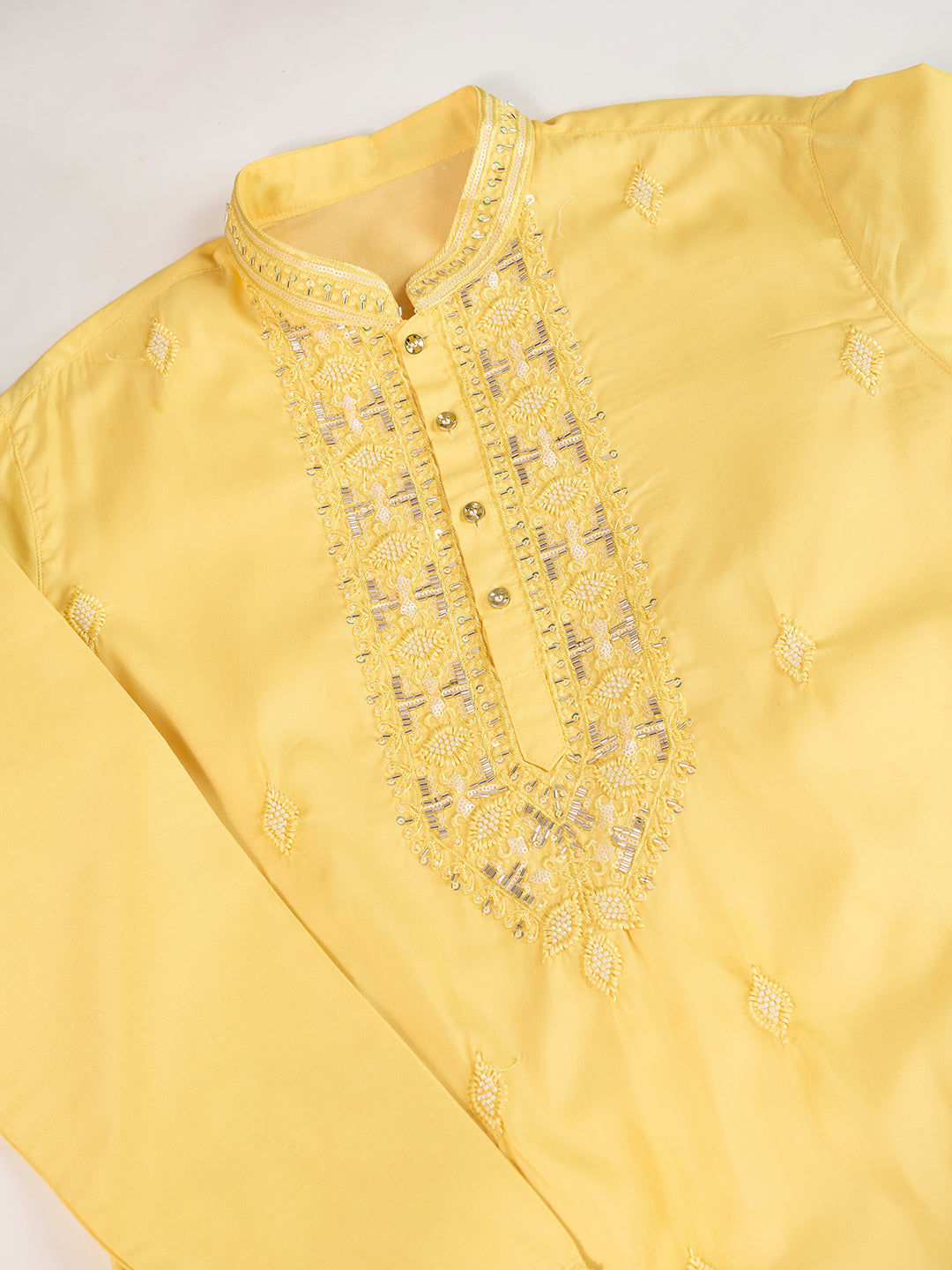 YELLOW NECK WORK KURTA SET