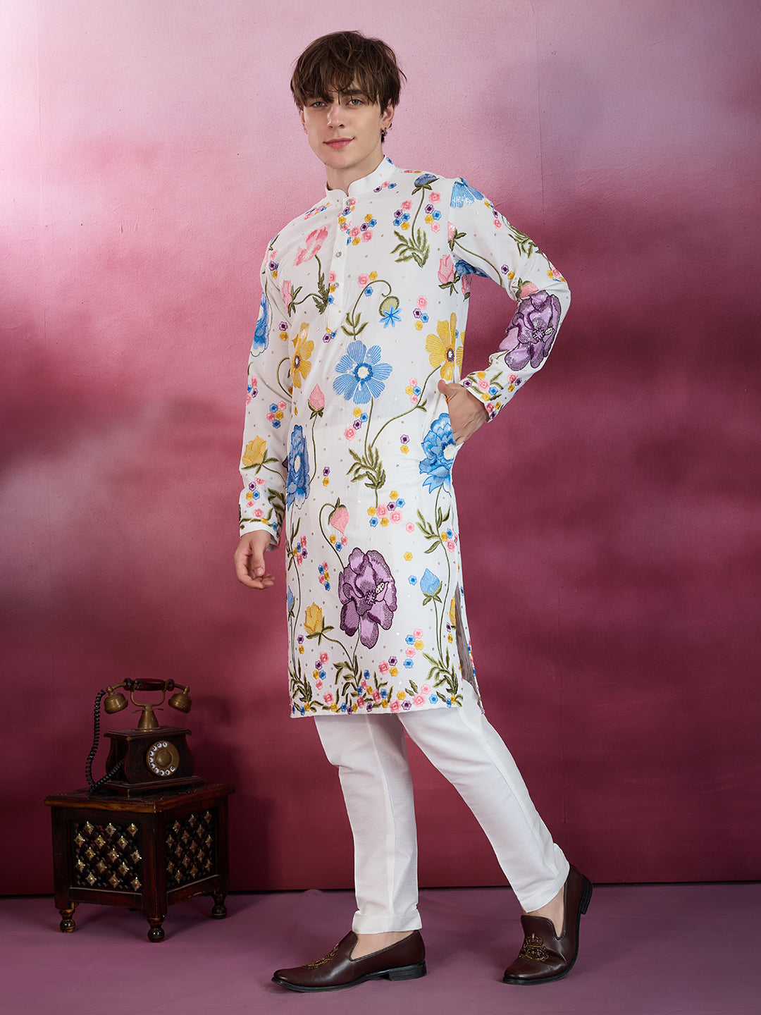 BLOOM AURA MULTICOLOR EMBROIDERY KURTA SET
