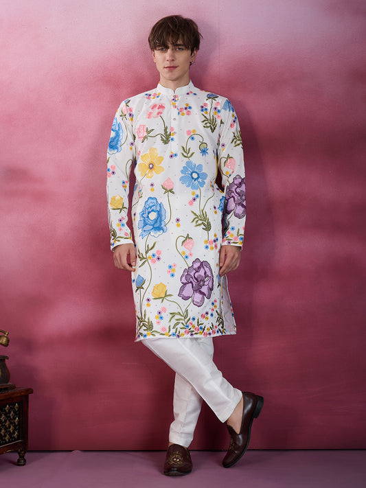 BLOOM AURA MULTICOLOR EMBROIDERY KURTA SET
