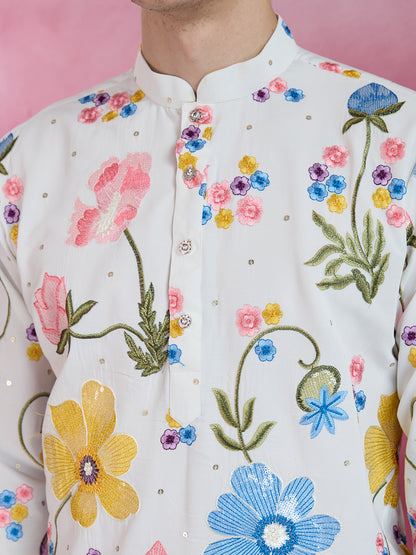 BLOOM AURA MULTICOLOR EMBROIDERY KURTA SET