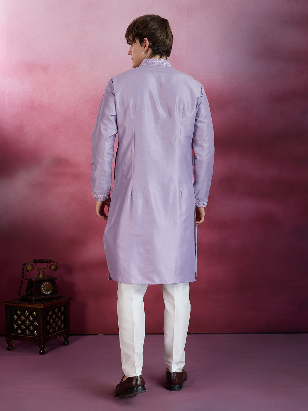 LAVENDER NECK WORK KURTA SET
