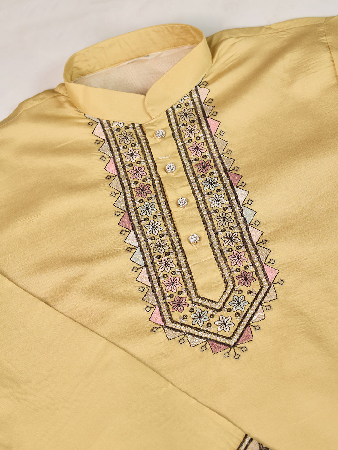 GRACE YELLOW EMBROIDERY NEHRU JACKET KURTA SET