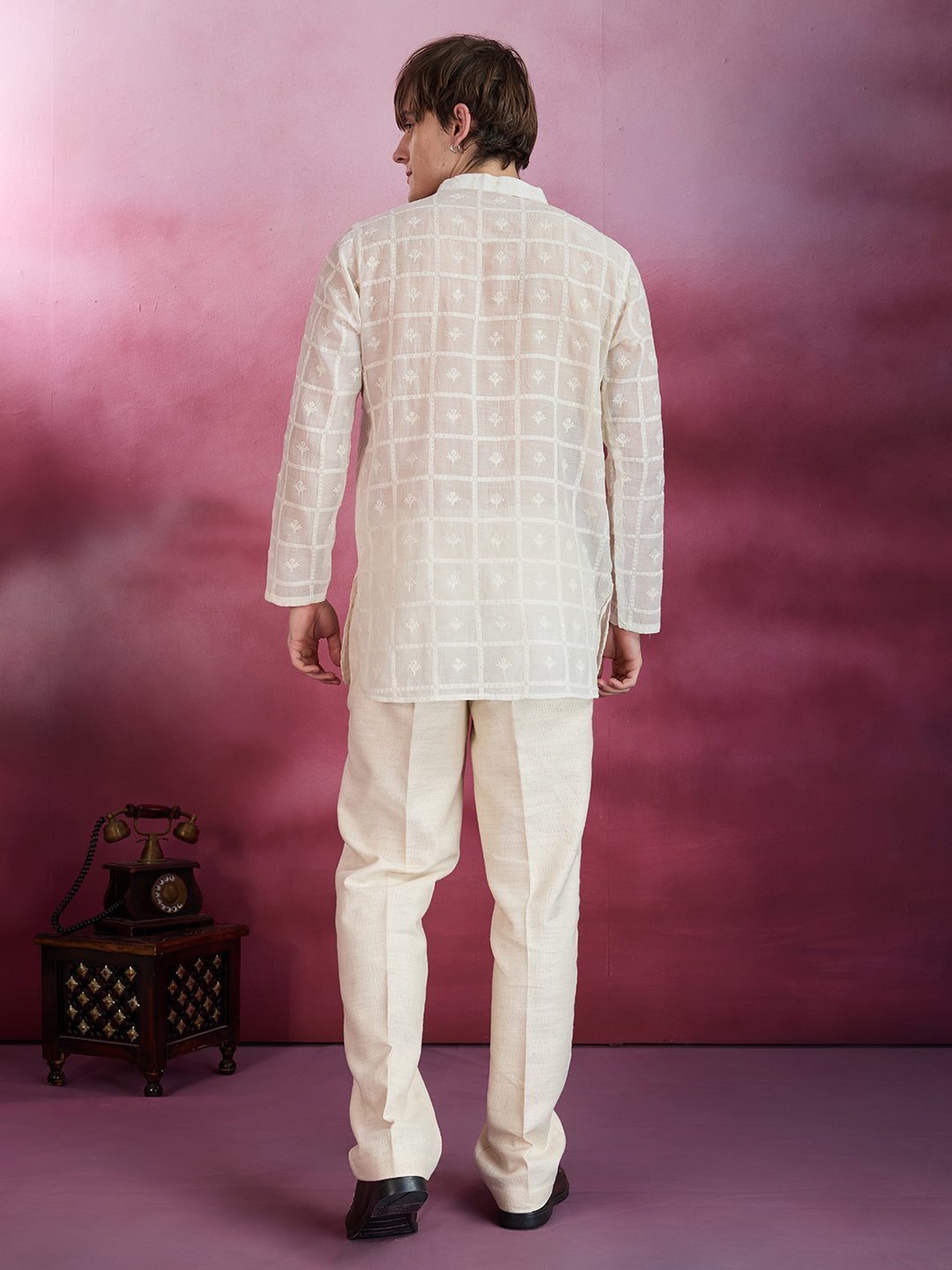 IVORY ELEGANCE SHEER COTTON CHIKANKARI KURTA SET