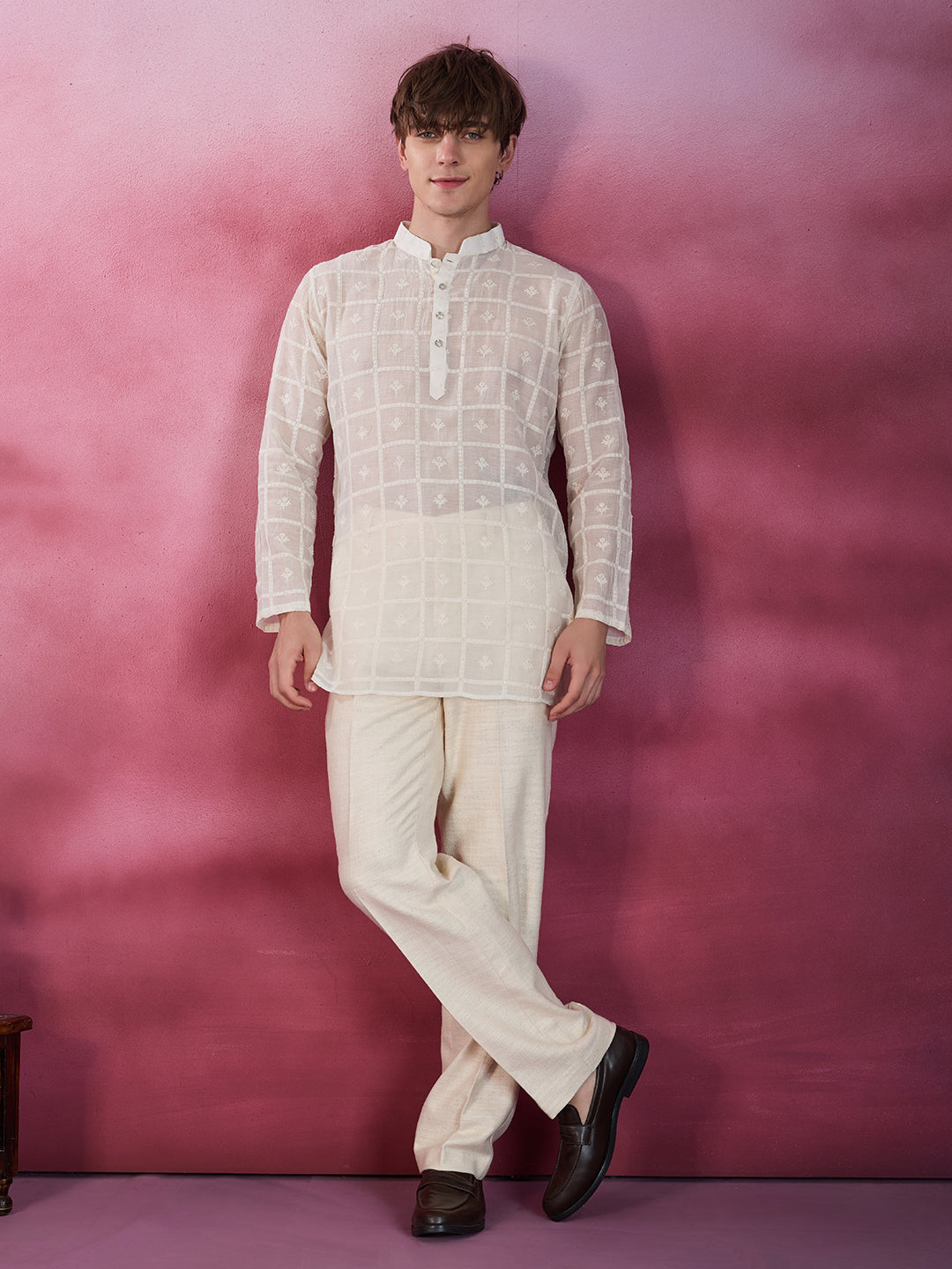 IVORY ELEGANCE SHEER COTTON CHIKANKARI KURTA SET