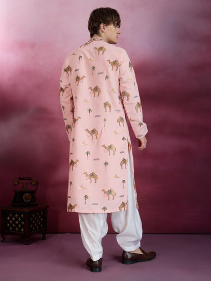 BLUSH PINK DESERT CAMEL EMBROIDERY KURTA SET