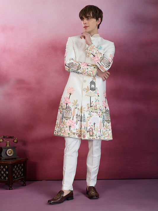 ELEGANT IVORY EMBROIDERED SHERWANI