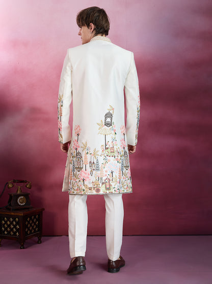 ELEGANT IVORY EMBROIDERED SHERWANI