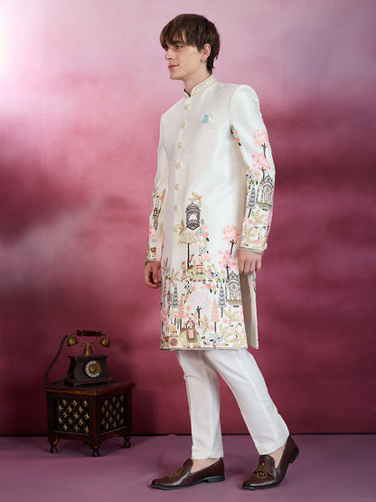 ELEGANT IVORY EMBROIDERED SHERWANI