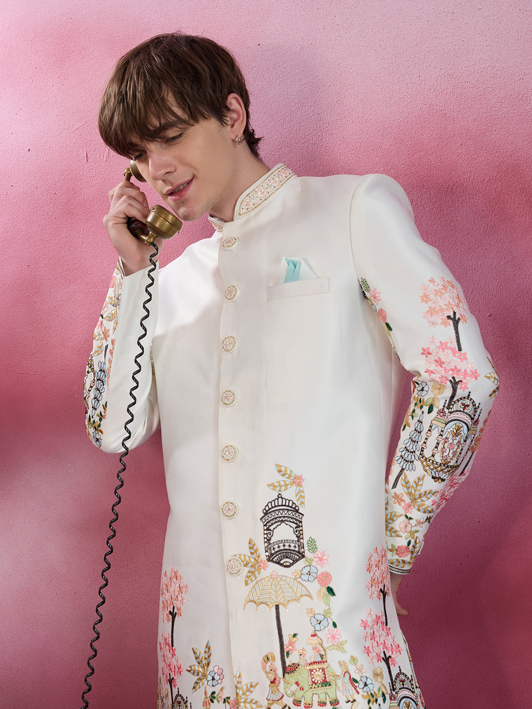 ELEGANT IVORY EMBROIDERED SHERWANI