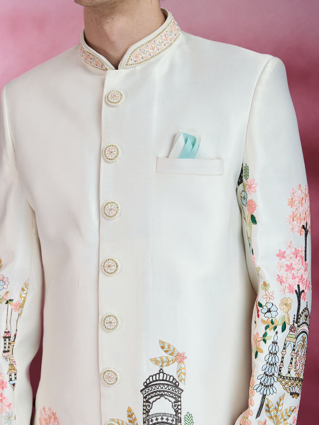 ELEGANT IVORY EMBROIDERED SHERWANI