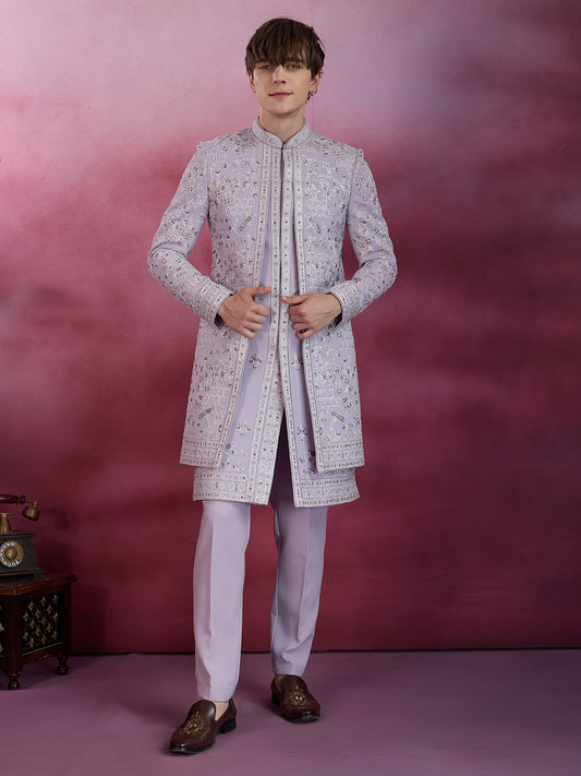 LOVENDER EMBROIDERED INDO-WESTERN SET FOR MEN