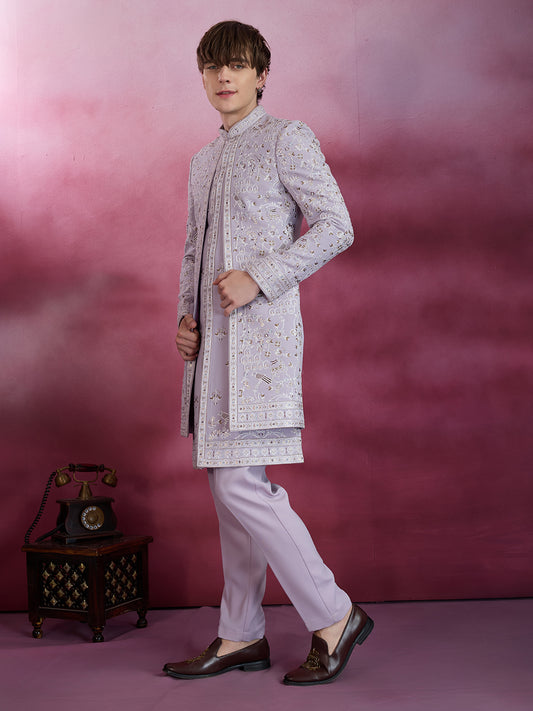 LOVENDER EMBROIDERED INDO-WESTERN SET FOR MEN