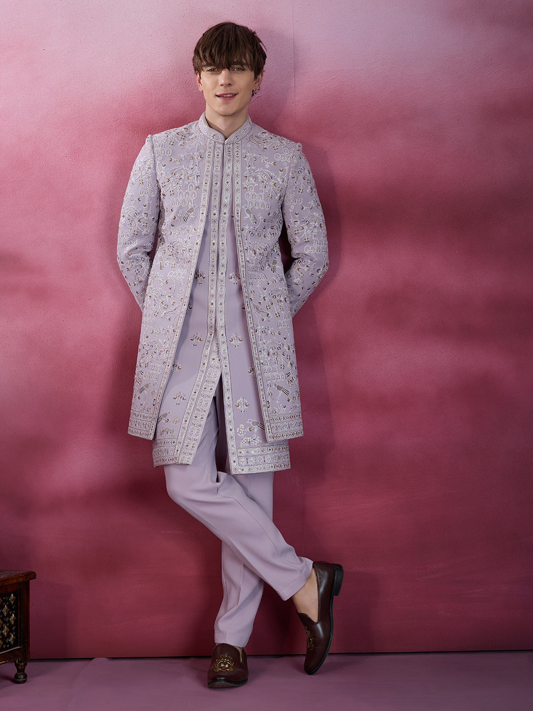 LOVENDER EMBROIDERED INDO-WESTERN SET FOR MEN