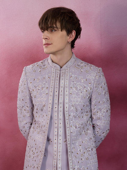 LOVENDER EMBROIDERED INDO-WESTERN SET FOR MEN