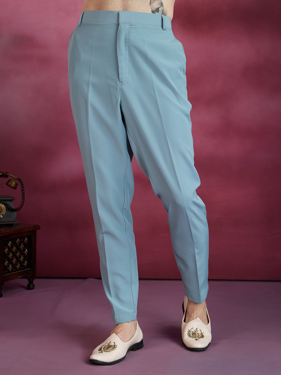 SKY BLUE EMBROIDERED INDO-WESTERN WITH INTRICATE DETAILING