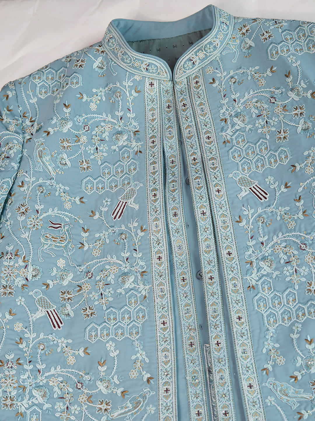 SKY BLUE EMBROIDERED INDO-WESTERN WITH INTRICATE DETAILING