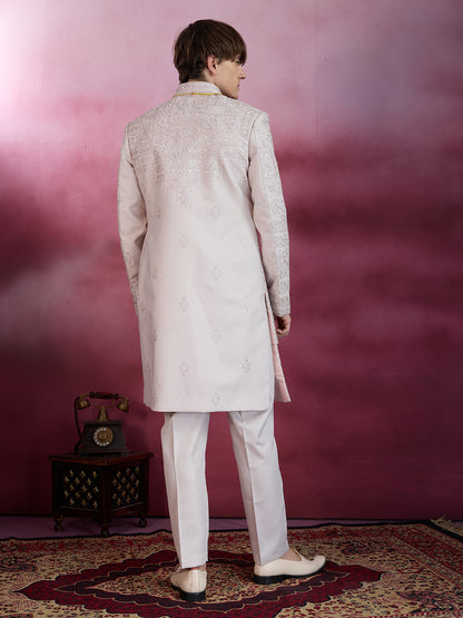 DELICATE PINK EMBROIDERED SHINE WORK SHERWANI