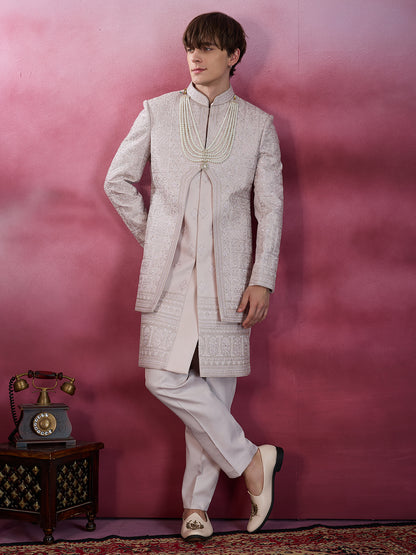 DELICATE PINK EMBROIDERED SHINE WORK SHERWANI