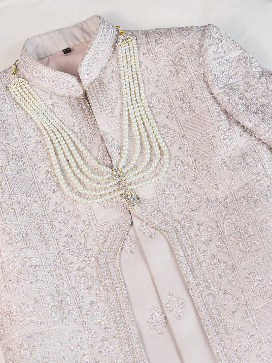 DELICATE PINK EMBROIDERED SHINE WORK SHERWANI