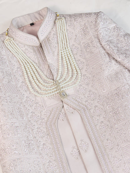 DELICATE PINK EMBROIDERED SHINE WORK SHERWANI