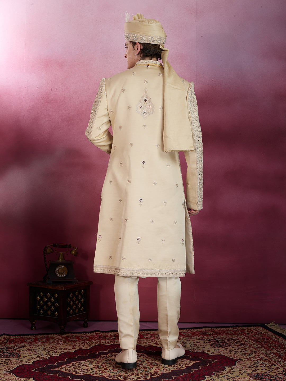 GOLDEN GLEAM HAND WORK SHERWANI FOR GROOM