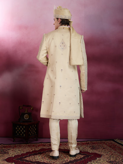 GOLDEN GLEAM HAND WORK SHERWANI FOR GROOM