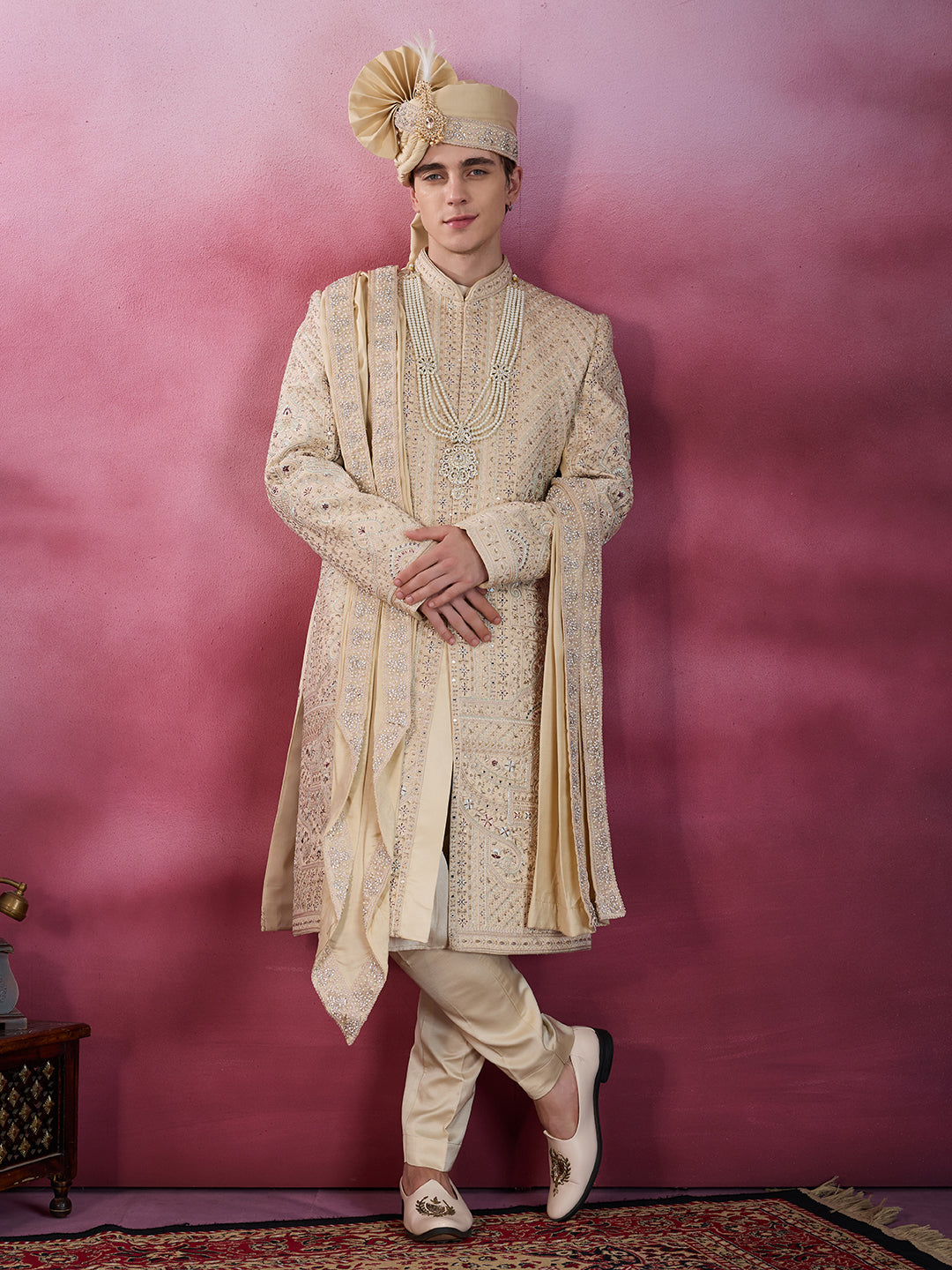 GOLDEN GLEAM HAND WORK SHERWANI FOR GROOM