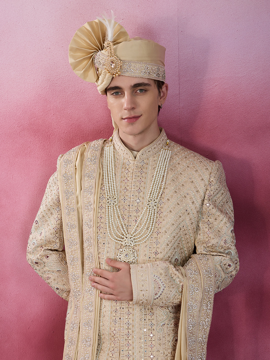 GOLDEN GLEAM HAND WORK SHERWANI FOR GROOM
