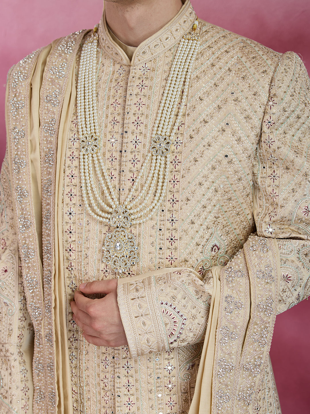 GOLDEN GLEAM HAND WORK SHERWANI FOR GROOM