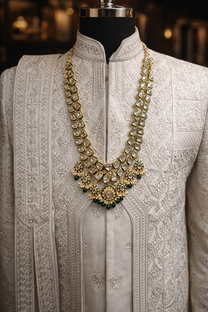 Rajwada Emerald Kundan Groom Mala green shade