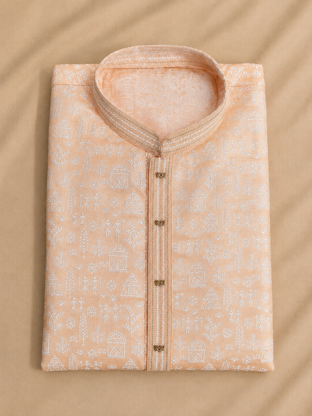 Ivory Heritage Motif Kurta Pant Set