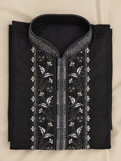 Regal Black Embroidered Kurta Pant Set