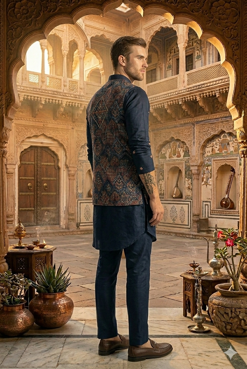 Royal Zafraan Velvet Indo-Western Set