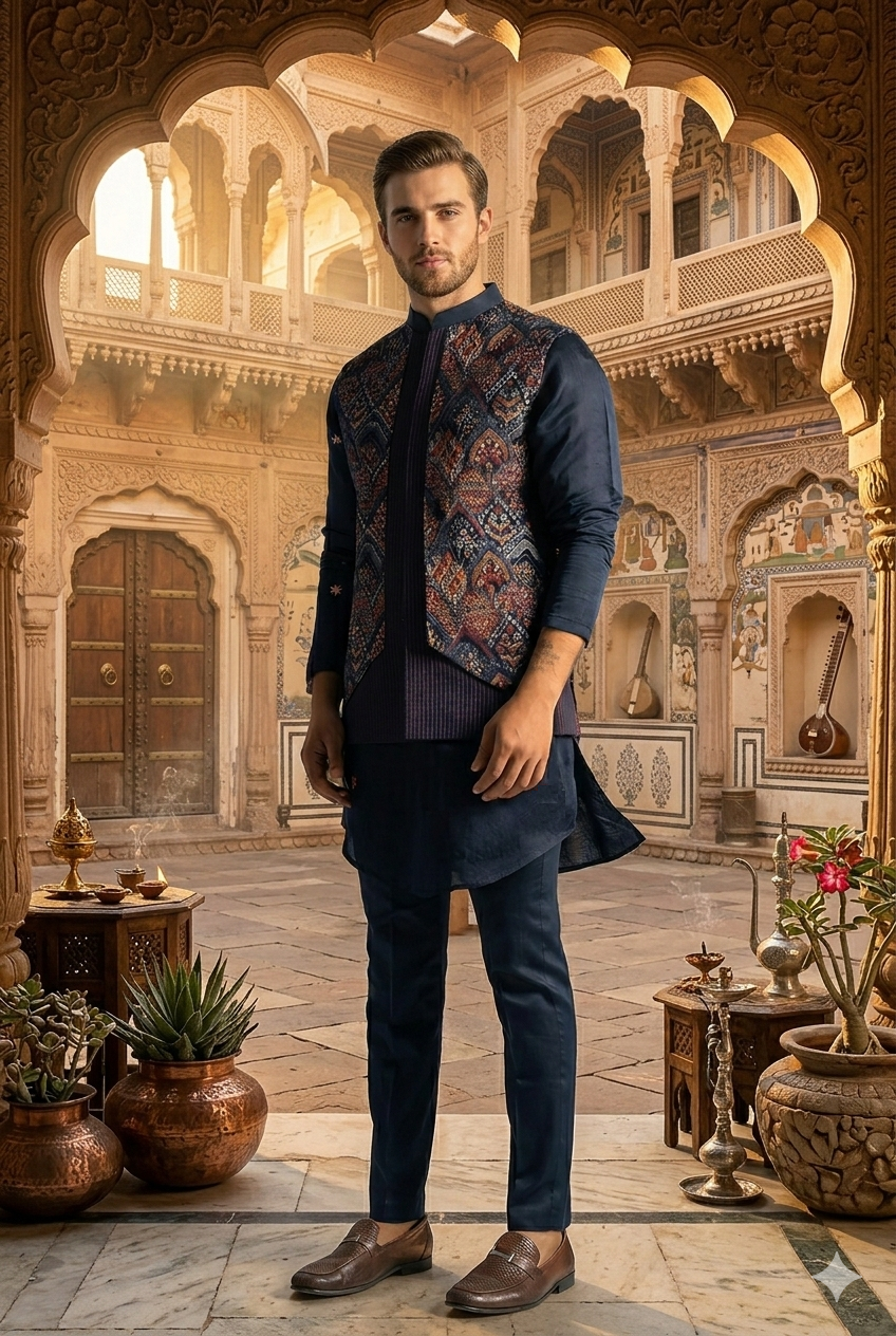 Royal Zafraan Velvet Indo-Western Set