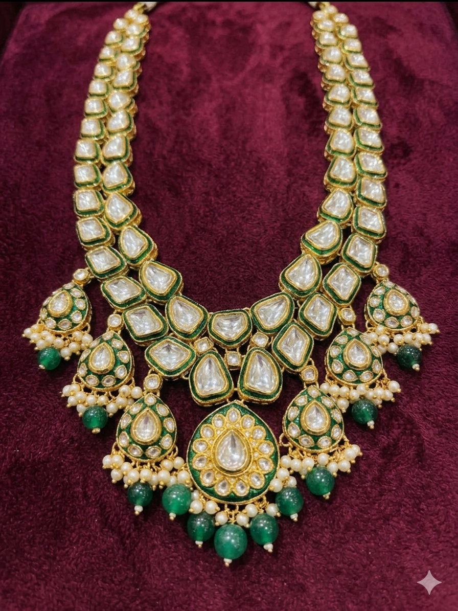 Rajwada Emerald Kundan Groom Mala green shade